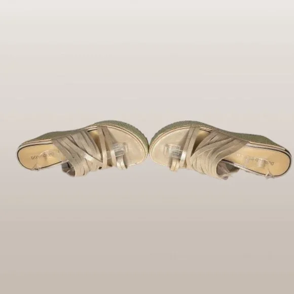 NWT Donald Pliner Ithacaqa Metallic Suede Wedge Sandal Size 8.5 - Picture 5 of 9